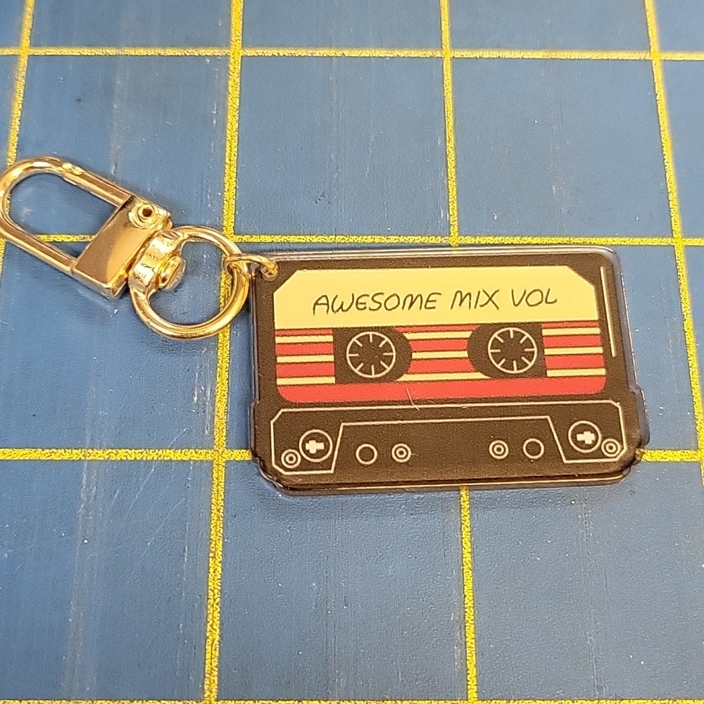 Retro Cassette Keychain - Black and Multicolor New